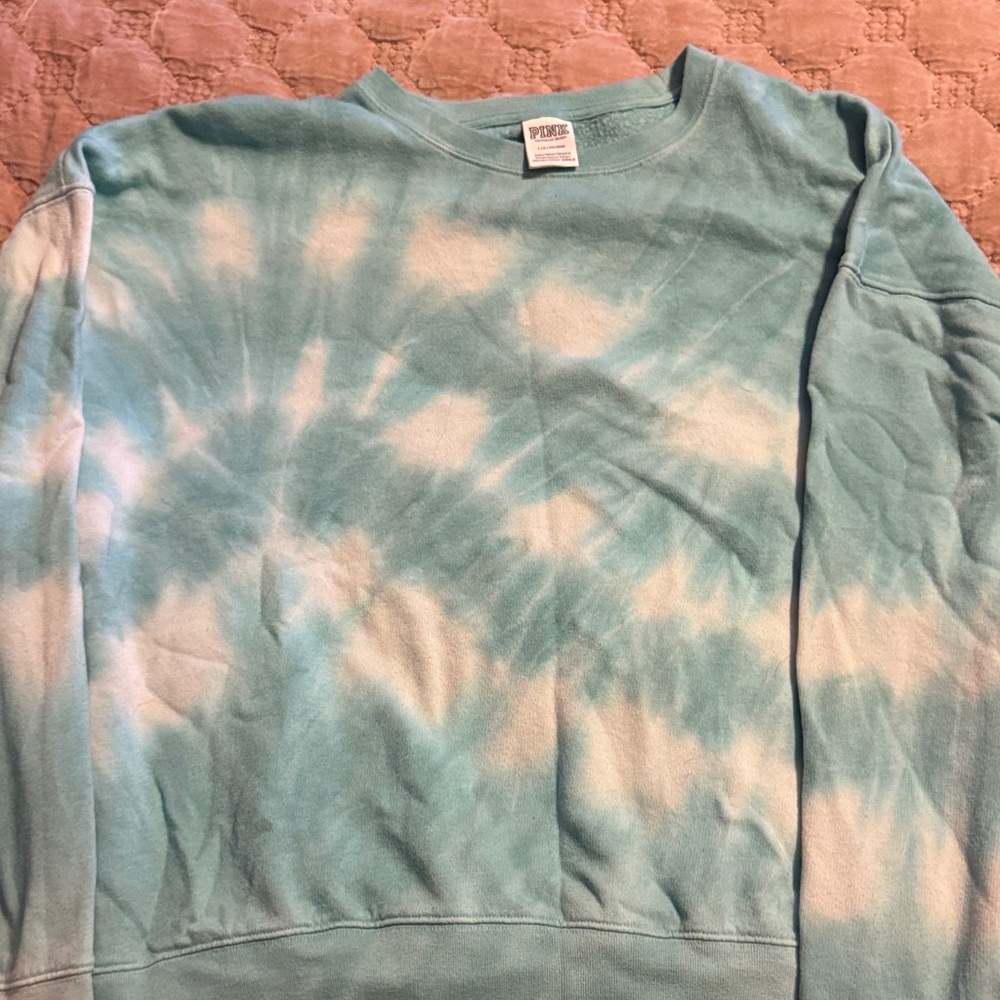 PINK Victoria's Secret Aqua Tie-Dye Sweatshirt